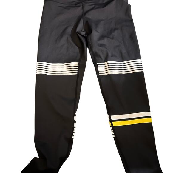 Lilybod x Soul Cycle Yellow and White Stripe Black Leggings, Size Large - Picture 3 of 5